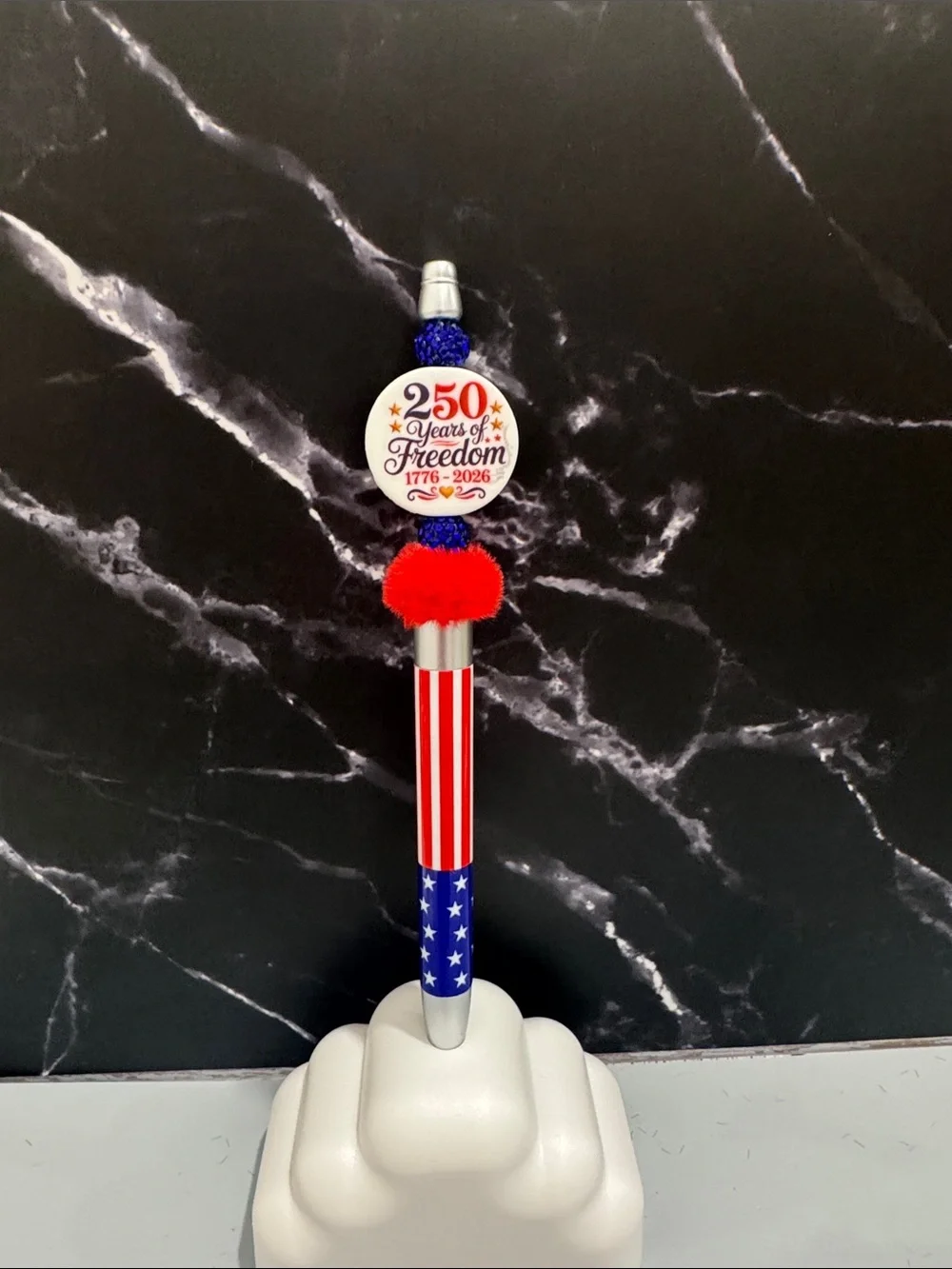 Patriotic 250 Years of Freedom Red White & Blue Decorative Pens …….each